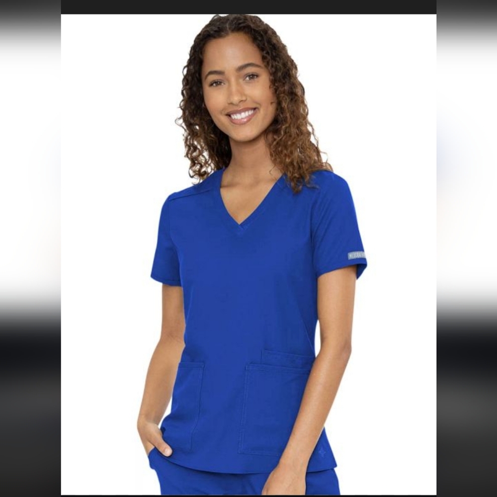 Med Couture  Insight Women's Blue V-Neck Scrub Top